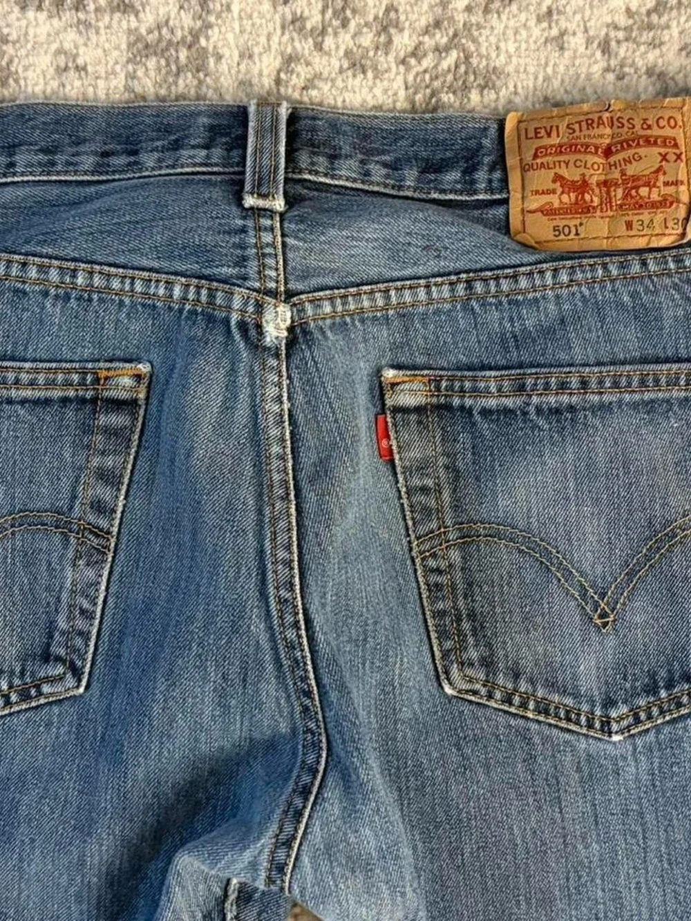 Levi's 501 blue denim straight button fly jeans size 34/30
